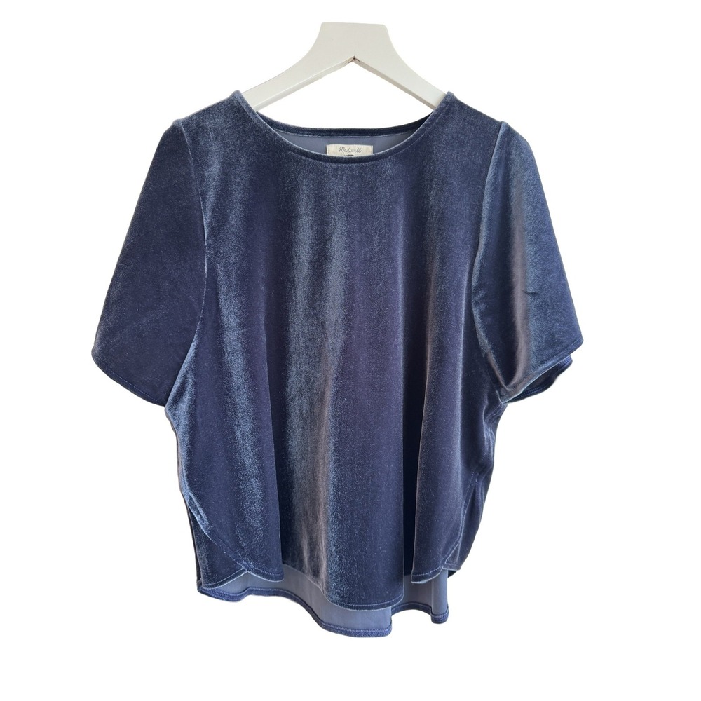Madewell Velvet Butterfly Top Deep Navy Flutter Sleeve Blouse K4376 Women Small